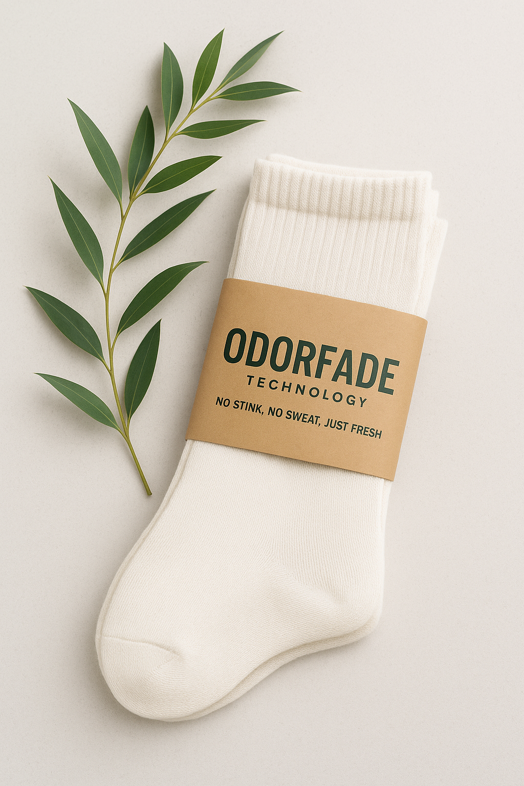 OdorFade White Sock One Pair Crew